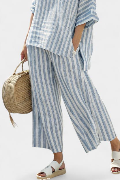 Women's Striped And Pants Set