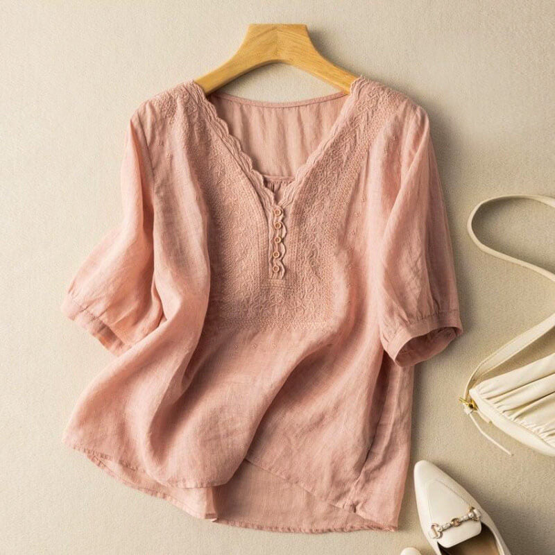Luciana Cotton-Linen Blouse