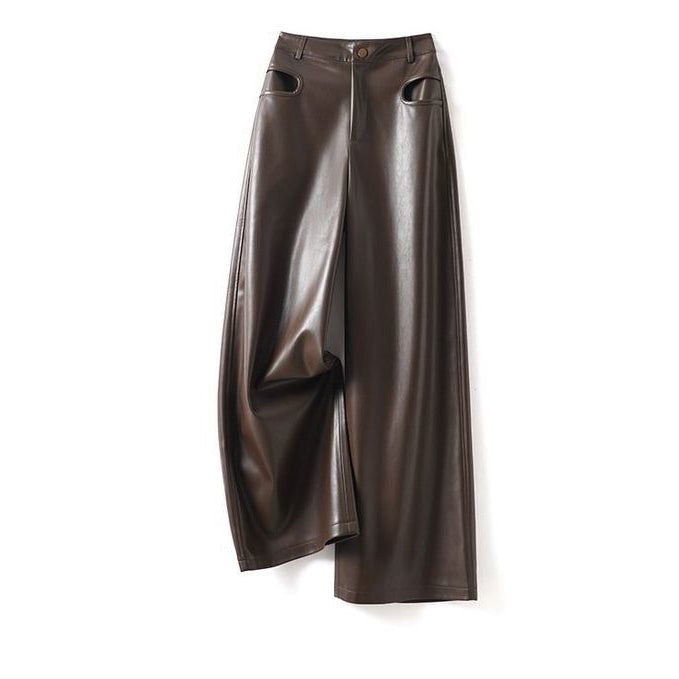 Women's Wide Leg Leather Pants - Vonnera