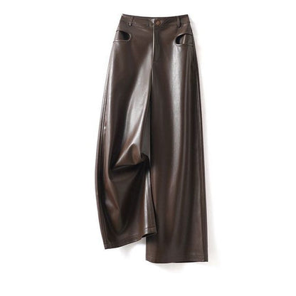 Women's Wide Leg Leather Pants - Vonnera