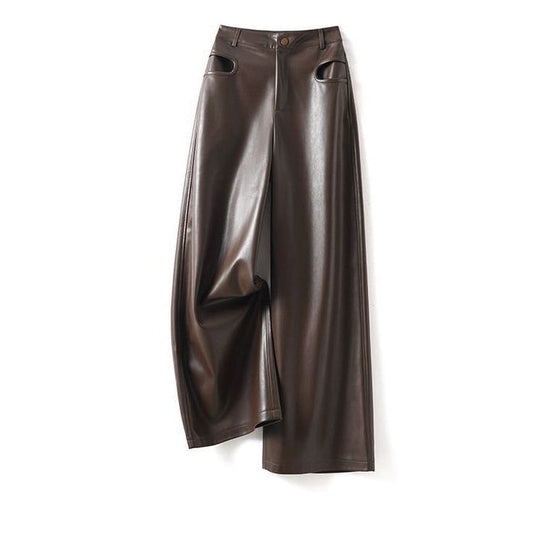 Women's Wide Leg Leather Pants - Vonnera