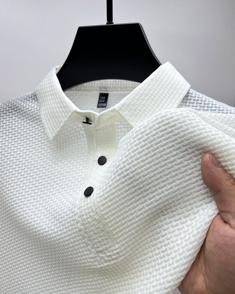 Men's Short Sleeve Polo Shirt Textured Design