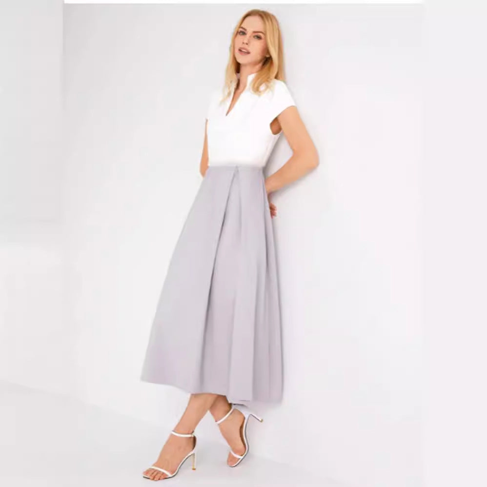 Women's V-Neck Summer Dress White Flared - Vonnera