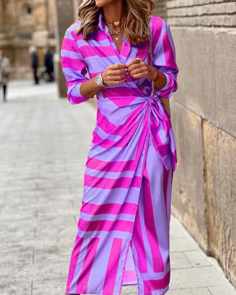 Women's Summer Wrap Dress with Collar