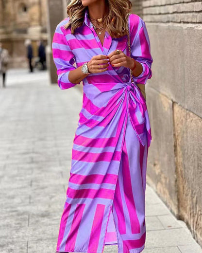Women's Summer Wrap Dress with Collar