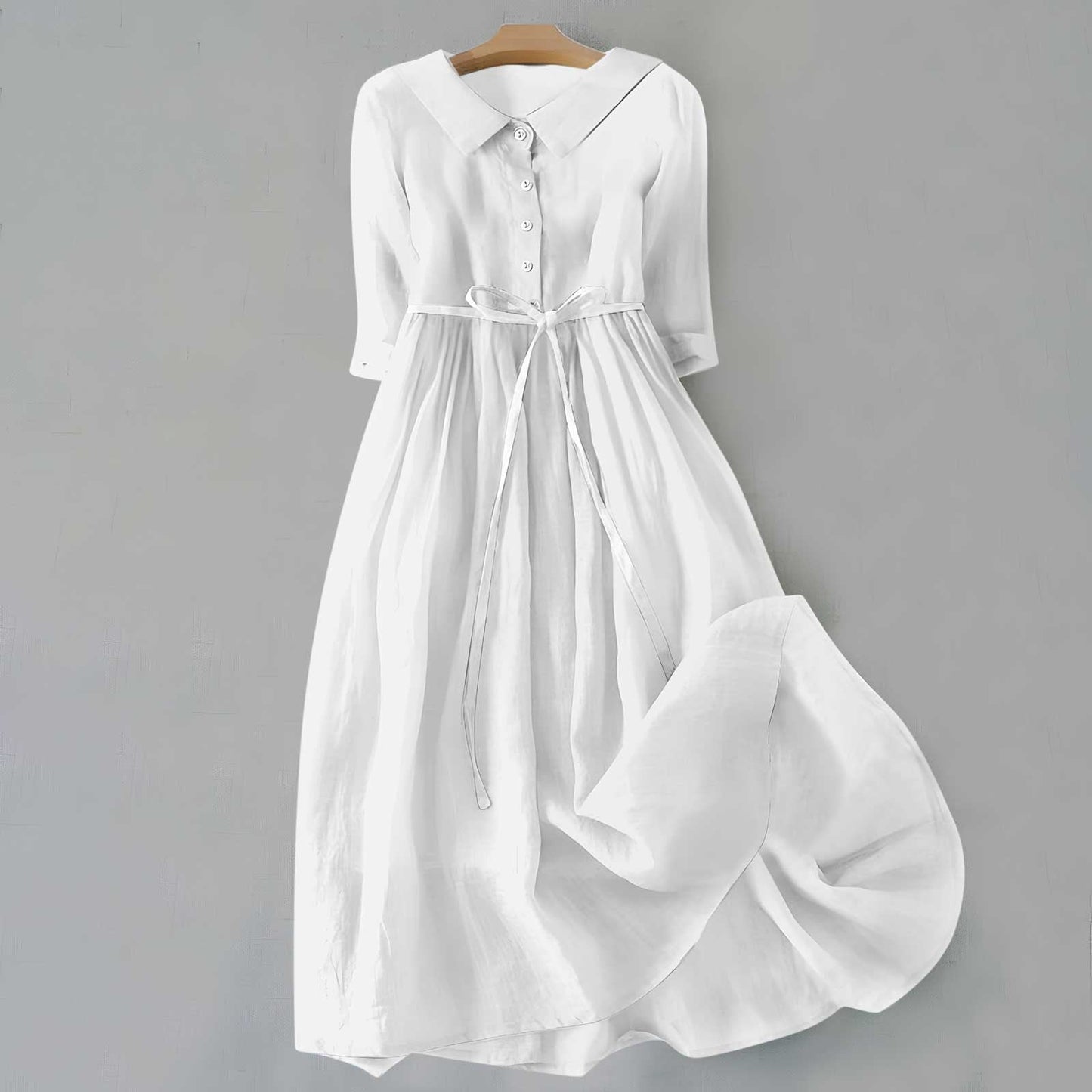 Women's Midi Dress Full Button Front Casual