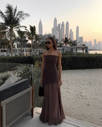 Stella Women's Strapless Asymmetric Maxi Dress