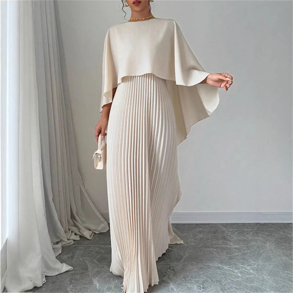 Women's Pleated Maxi Dress Batwing Sleeves - Vonnera