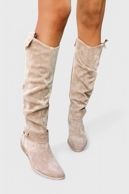 Women's Knee-High Boots Low Heel Zipper Detail