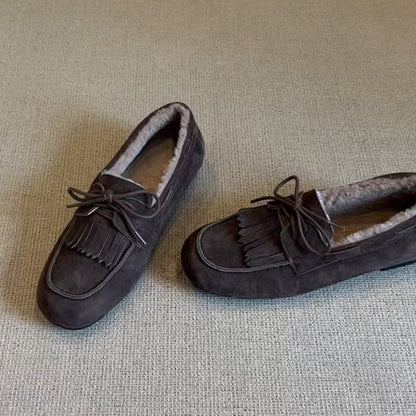 Women's Fringe Loafers Warm Lined Comfortable Classic Style