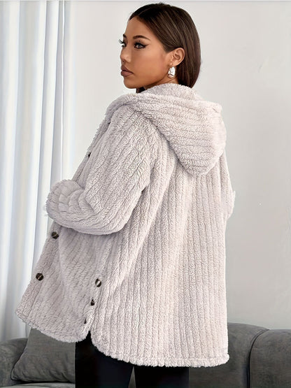 Women's Button Front Hooded Cardigan