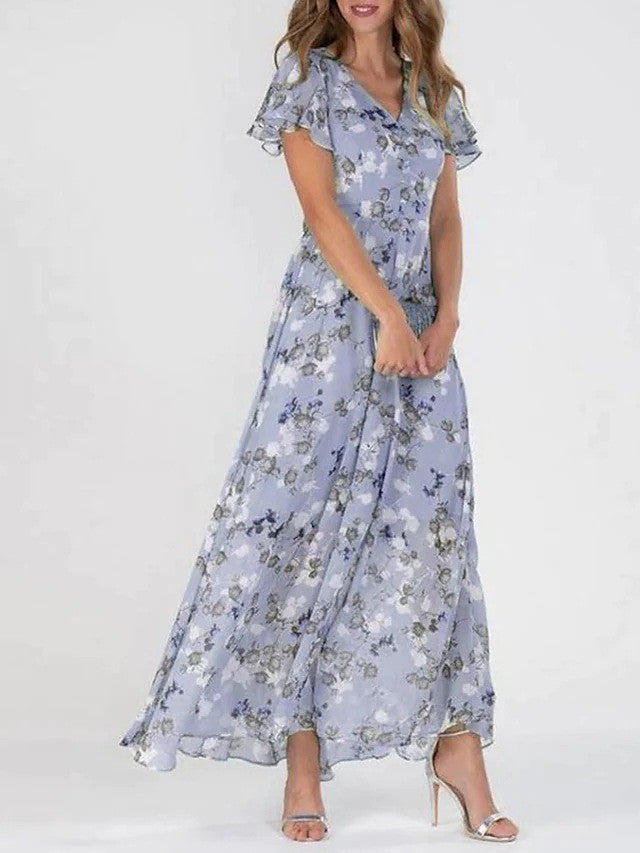 Women's Floral V-Neck Maxi Dress