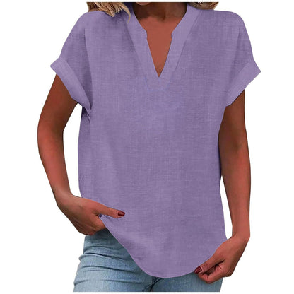 Women's Short Sleeve V-Neck Blouse - Vonnera
