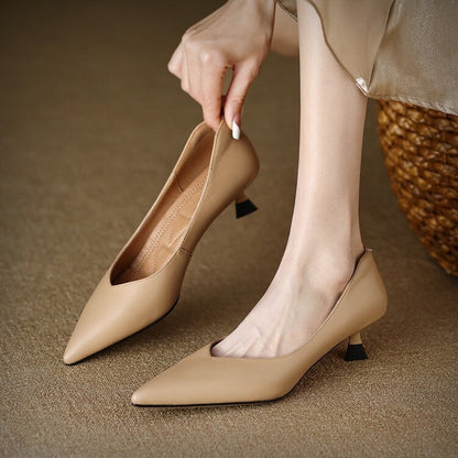 Camille | Women's Pointed Toe Pumps Low Kitten Heel Slip On Shoes