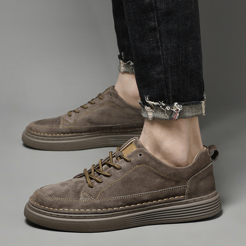Men's Casual Lace Up Sneakers Contrast Sole Brown