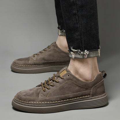 Men's Casual Lace Up Sneakers Contrast Sole Brown