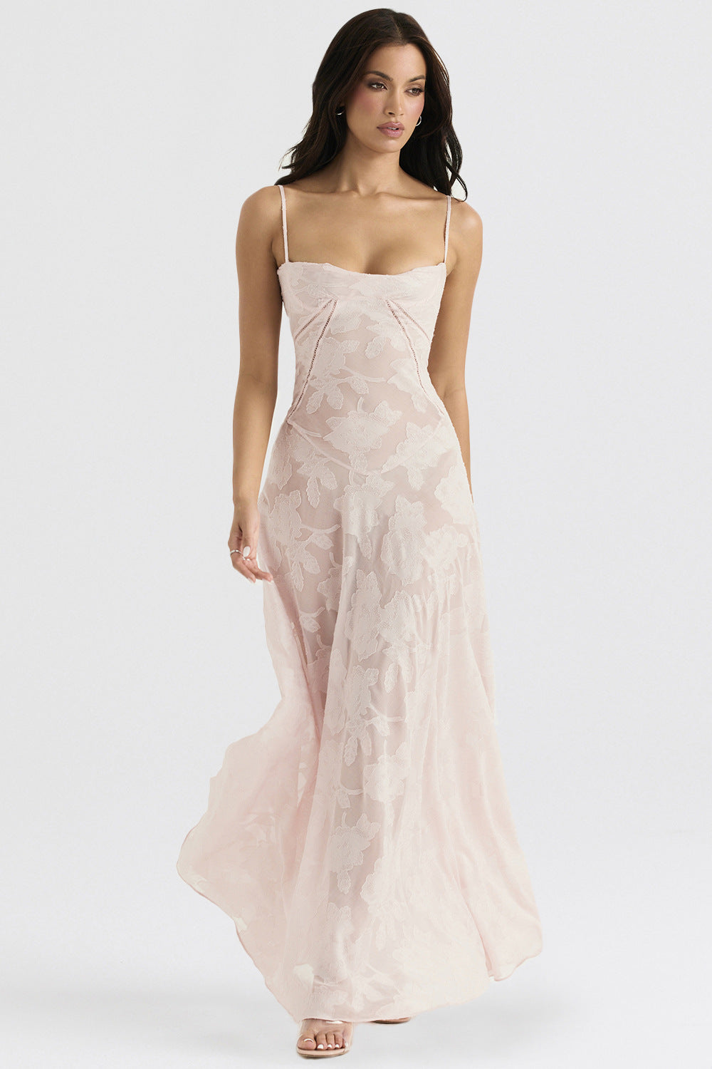 Women's Silk Maxi Dress Slim Fit Spaghetti Straps