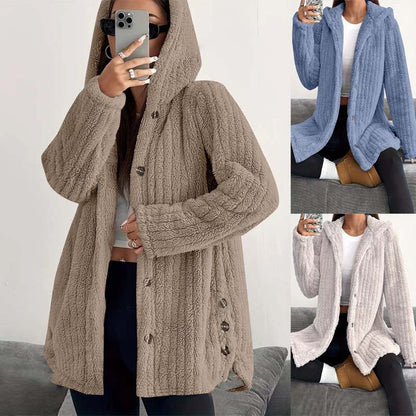 Women's Cable Knit Hooded Cardigan