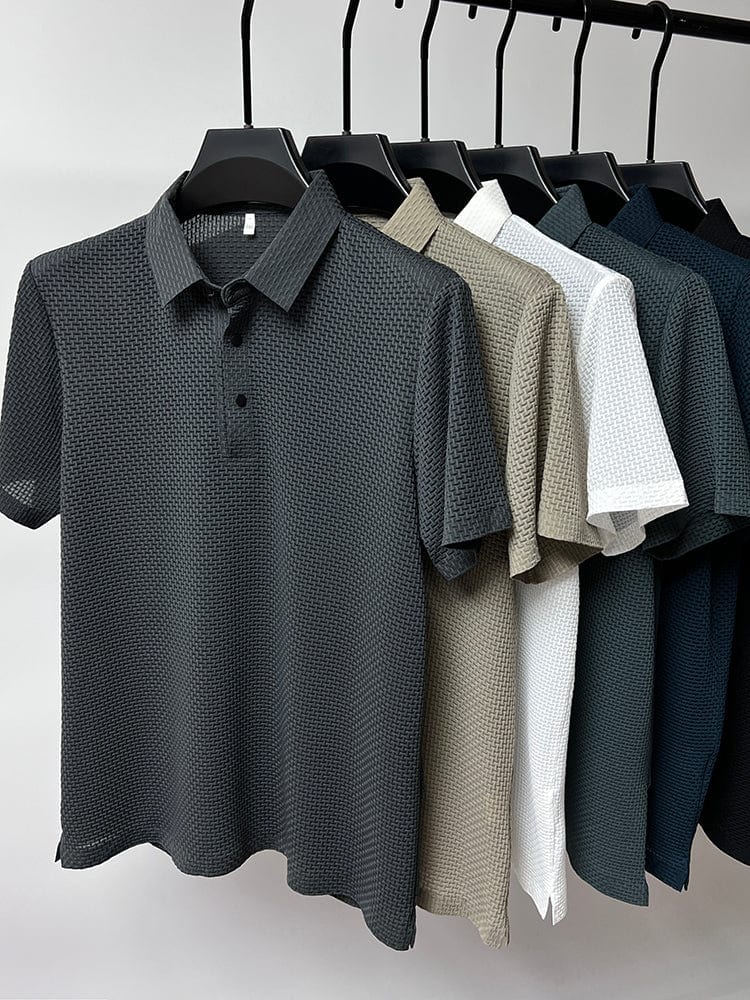 Men's Short Sleeve Polo Shirt Textured Design