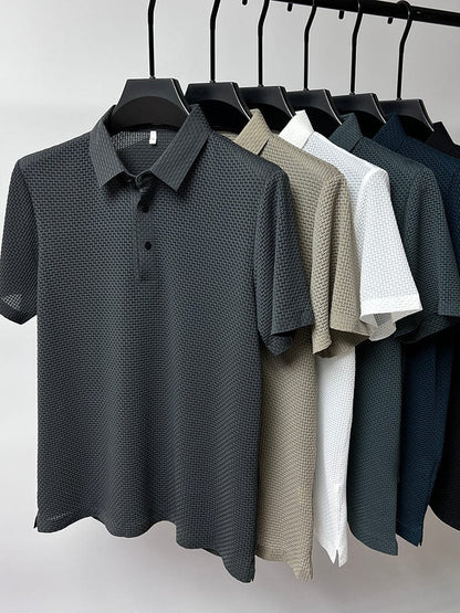 Men's Short Sleeve Polo Shirt Textured Design