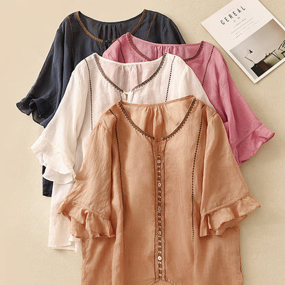 Women's Ruffle Sleeve Blouse Patterned