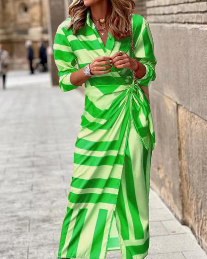 Women's Summer Wrap Dress with Collar