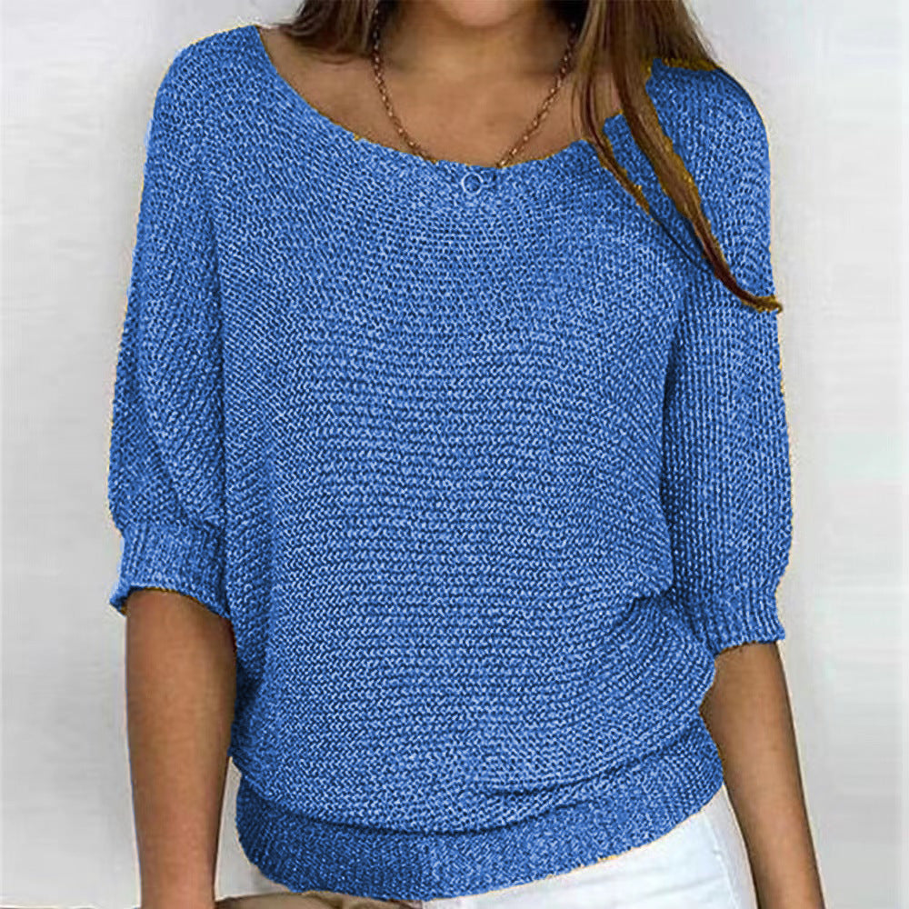 Women's Batwing Sweater Ribbed Trim