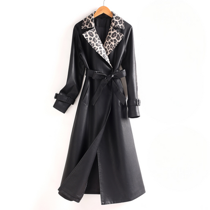 Women's Leather Trench Coat - Vonnera
