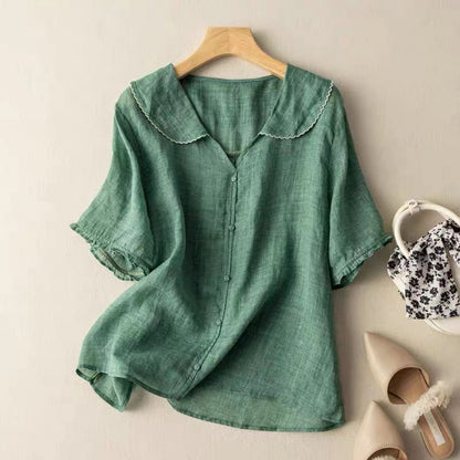 Women's Loose Fit Short Sleeve Blouse - Vonnera