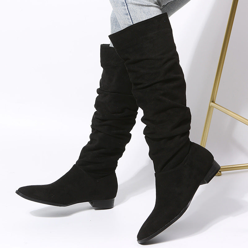 Women's Knee High Boots Pointed Toe Flat Sole Comfortable - Vonnera