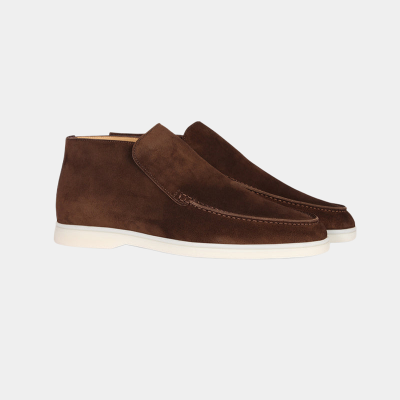 Men's Suede Loafers Brown Leather Upper Casual