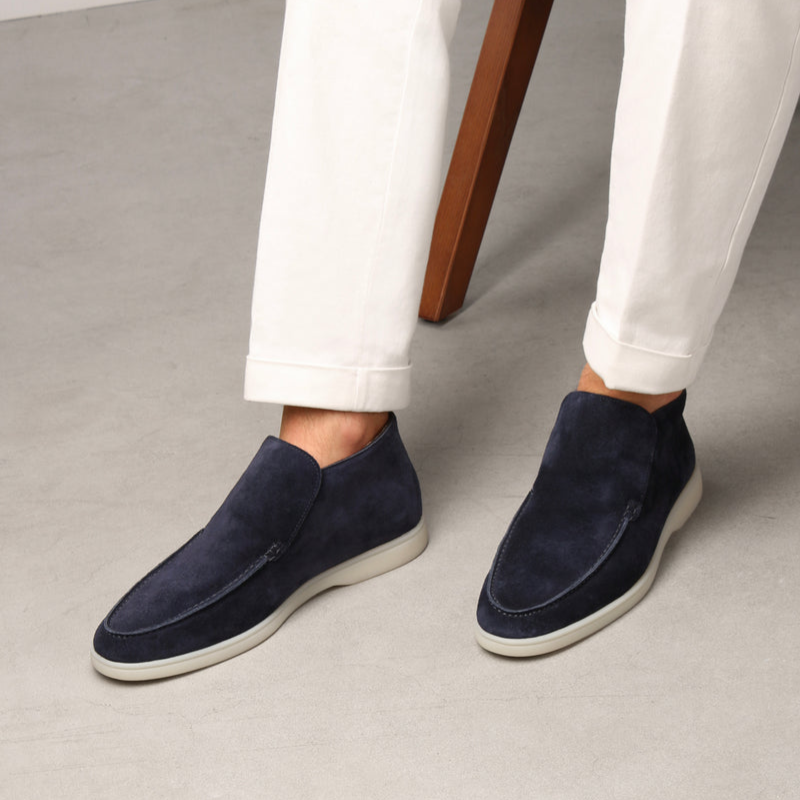 Men's Suede Loafers Brown Leather Upper Casual
