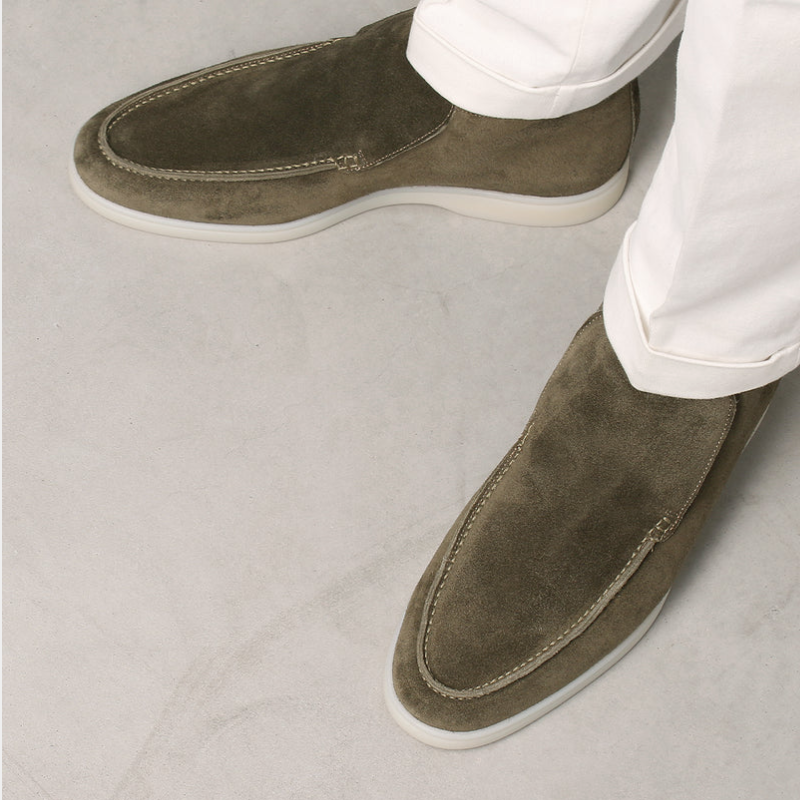 Men's Suede Loafers Brown Leather Upper Casual