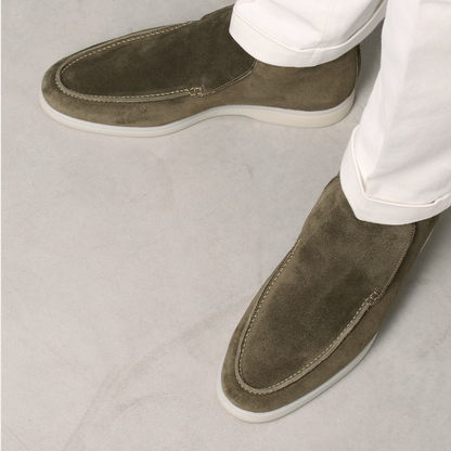 Men's Suede Loafers Brown Leather Upper Casual