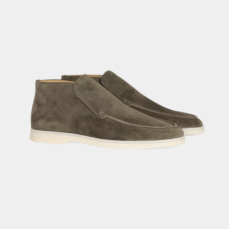 Men's Suede Loafers Brown Leather Upper Casual