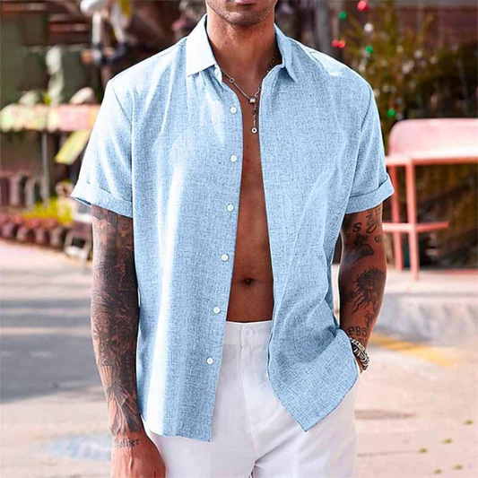 Cotton Linen Short Sleeve Shirt - Vonnera