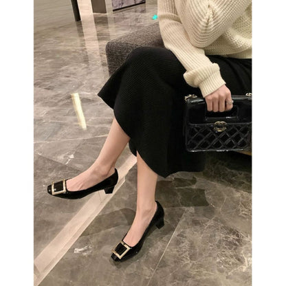 Women's Closed-Toe Heels Buckle Accent