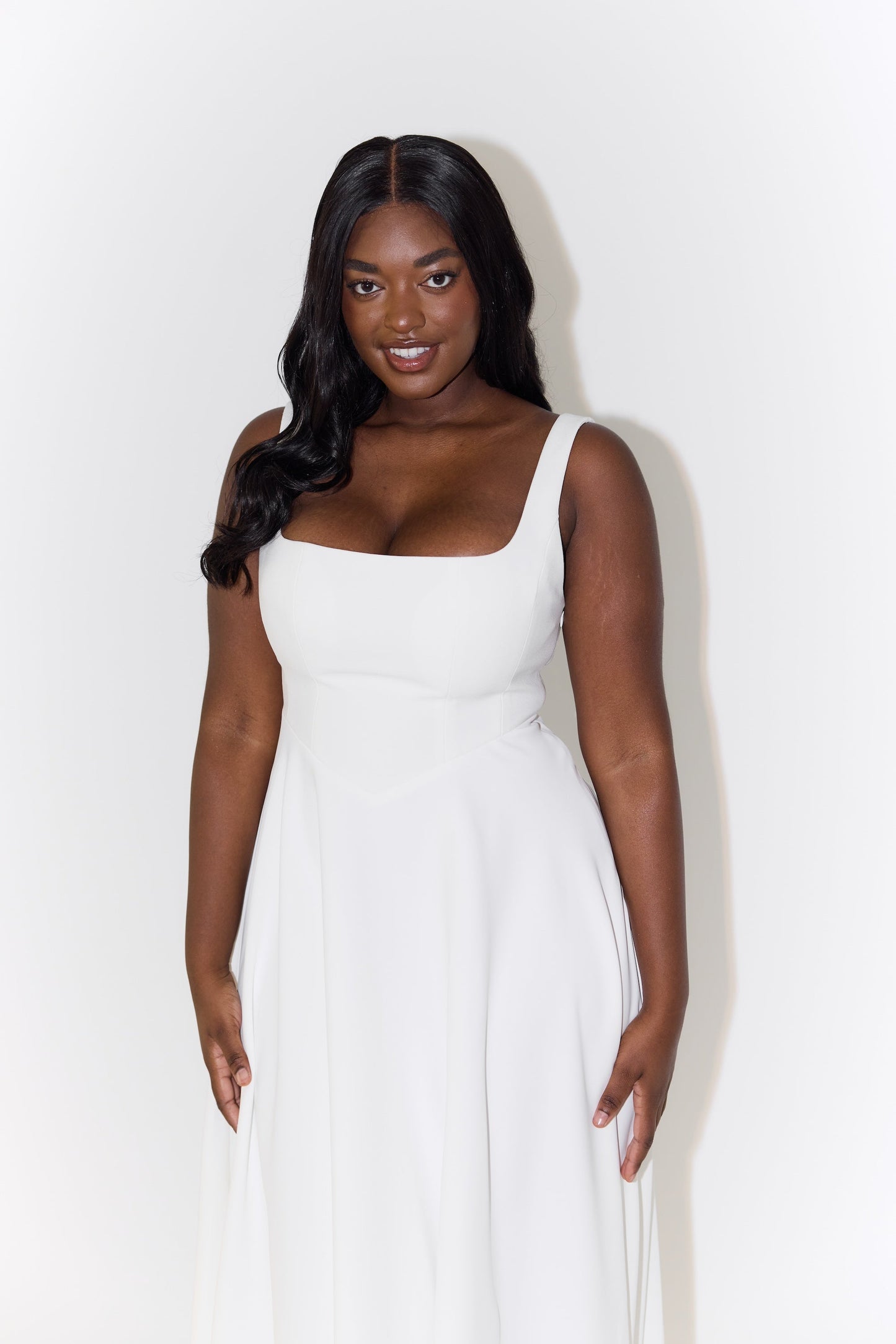 Women's Sleeveless Square Neck Midi Dress