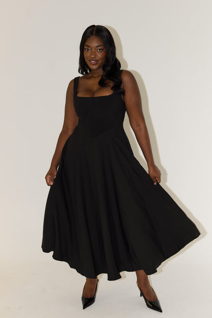 Women's Sleeveless Square Neck Midi Dress