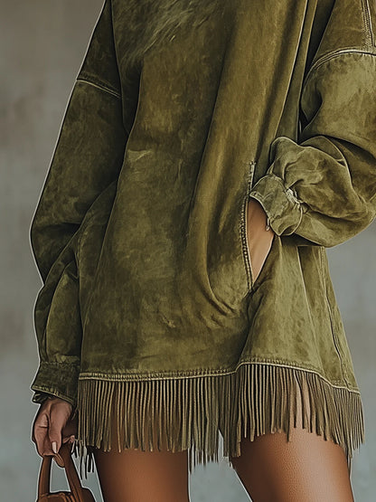 Women's High Neck Fringe Dress