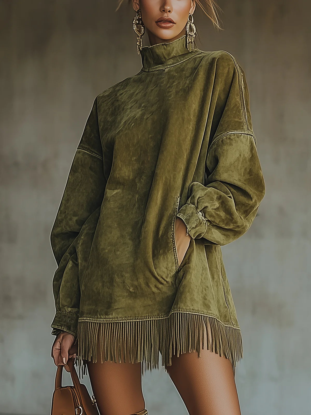 Women's Mini Dress Fringe Hem - Vonnera