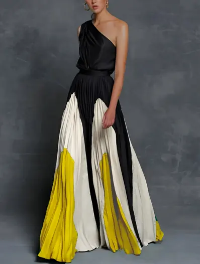 Women's Asymmetrical Maxi Dress One Shoulder Flowing - Vonnera