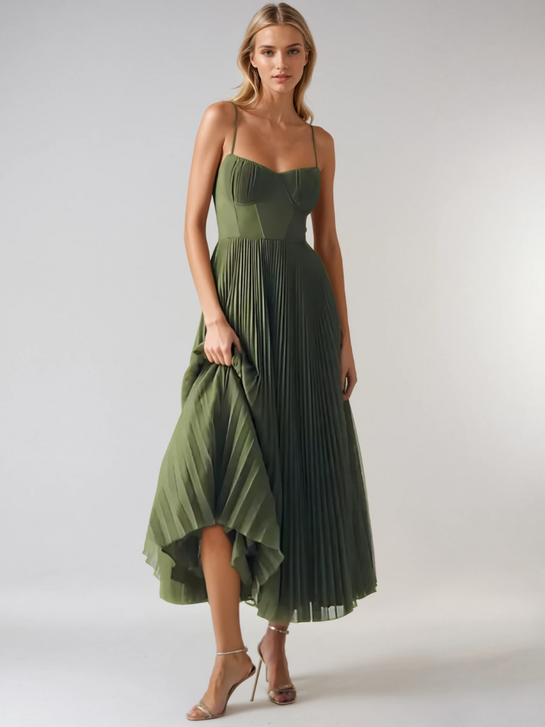 Women's Sleeveless Maxi Dress Pleated