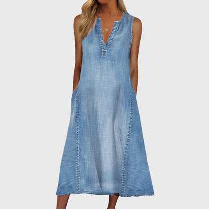 Women's Denim Flowy Casual Dress - Vonnera