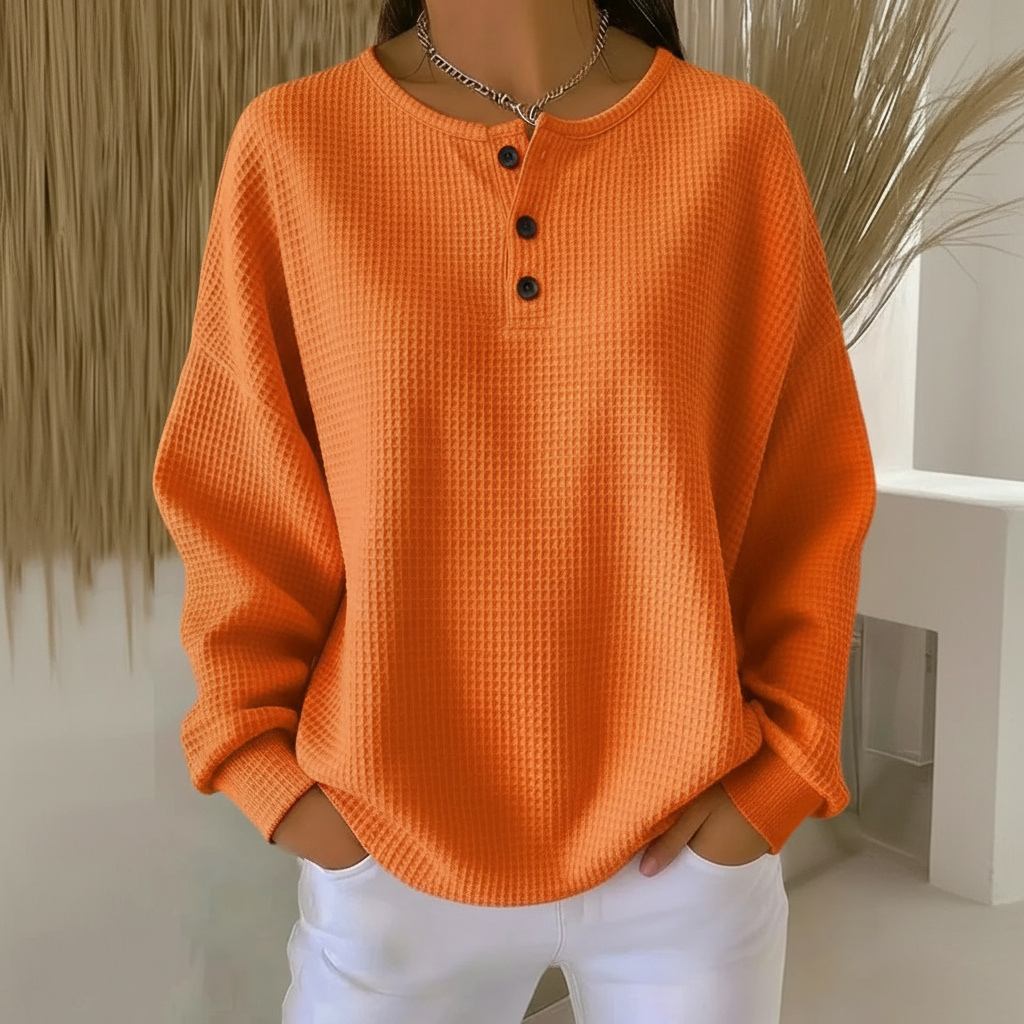 Women's Oversized Henley Pullover - Vonnera