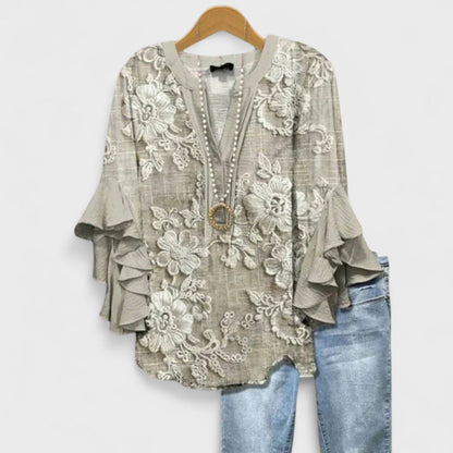 Women's V Neck Blouse Floral Print