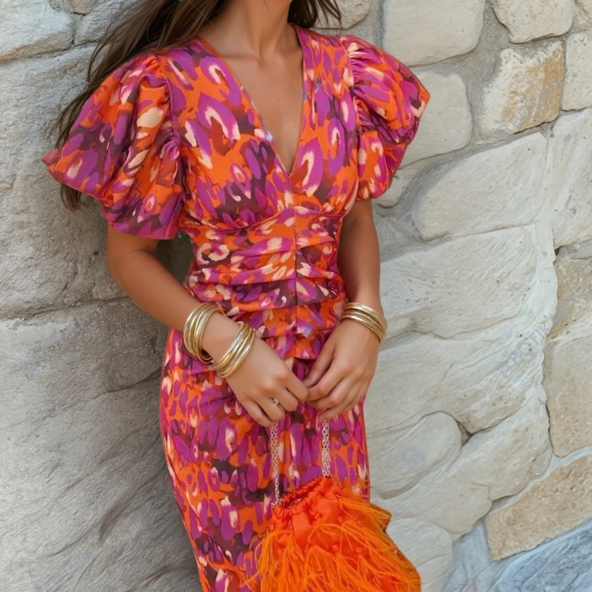 Women's Printed Wedding Guest Dress - Vonnera