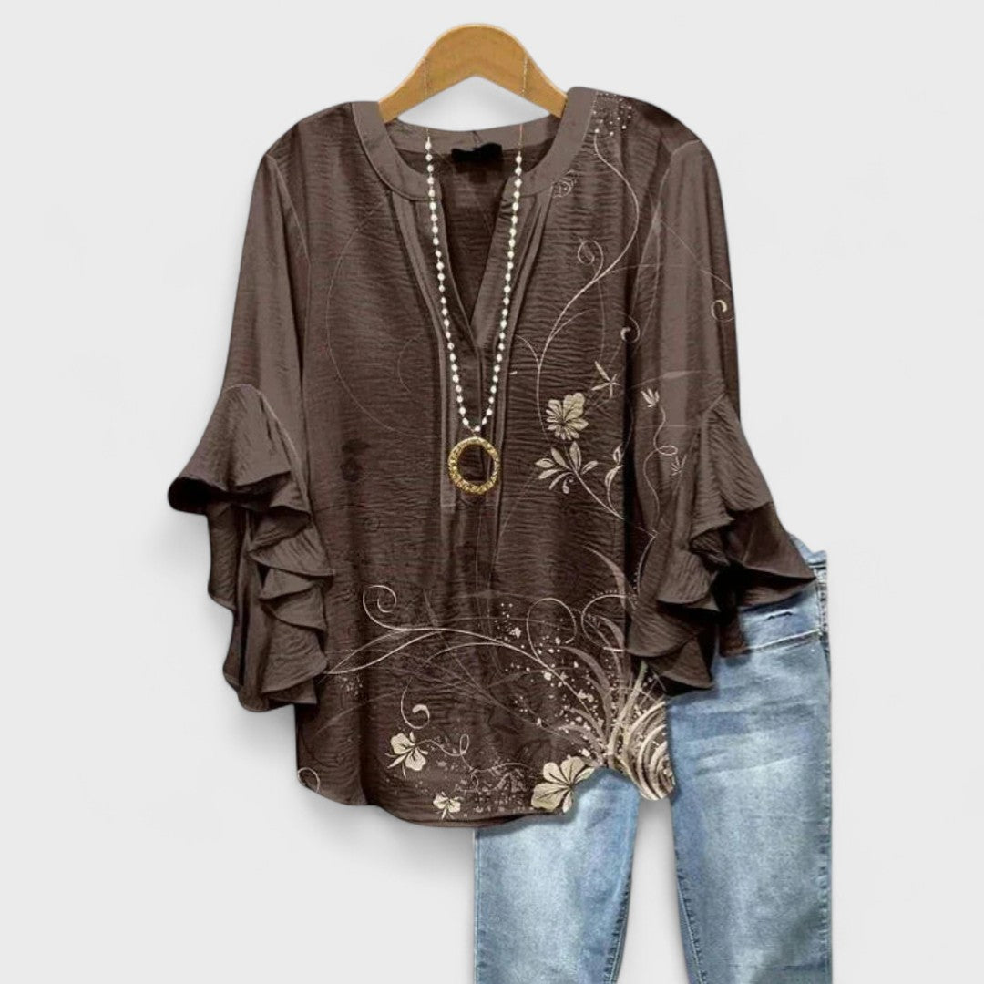 Women's V Neck Blouse Floral Print