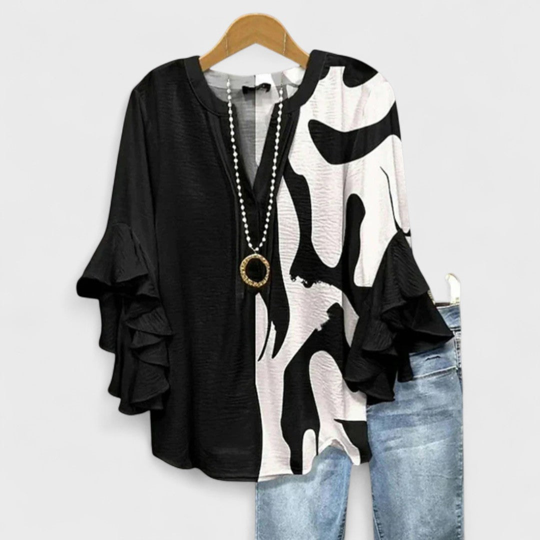 Women's V Neck Blouse Floral Print