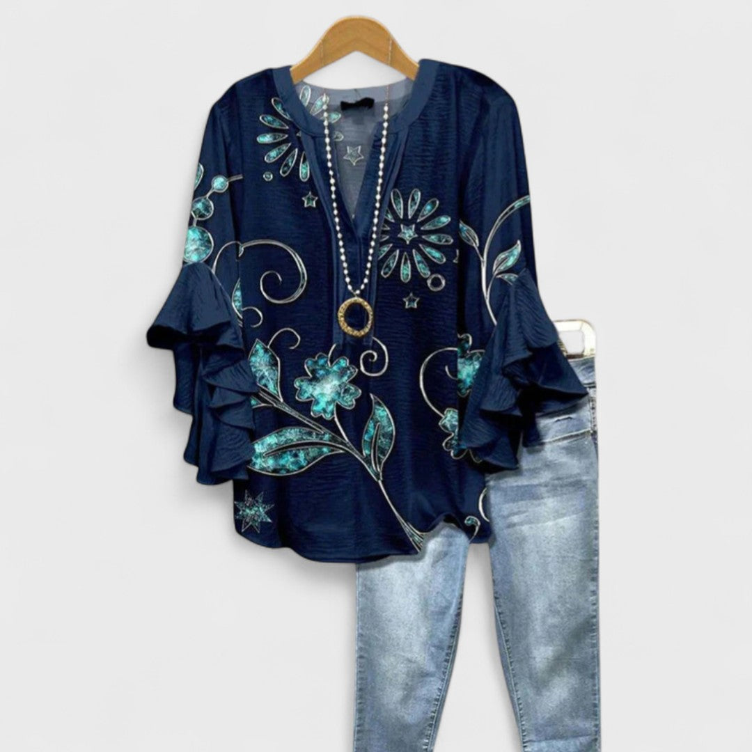 Women's V Neck Blouse Floral Print